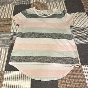 Striped Women's Top - Pink, Gray, Green